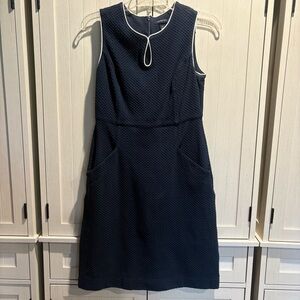 Lands' End Blue Sheath Mini Dress Sleeveless Crew Neck